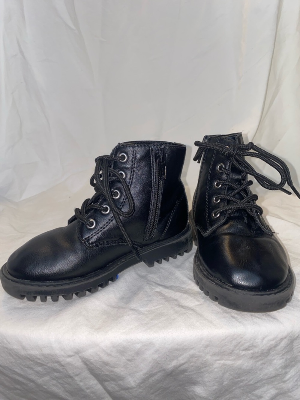GAP Black Lace-Up Kids Ankle Boots with Side Zipper